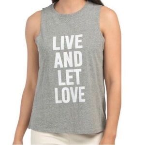 Cinq a Sept Live and Let Love Graphic Tank Top Heathered Gray 592